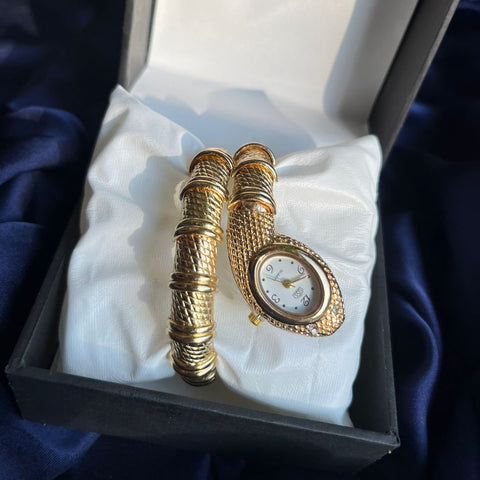 Deluxe Stainless Gold / Silver Plated Rhinestone Snake Head Watch