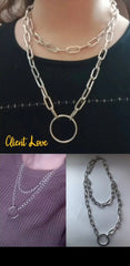 GC Metallic Dual Layered Silver Statement Necklace GC Metallic Dual Layered Silver Statement Necklace
