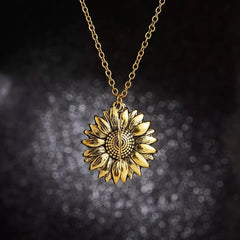 You are My Sunshine Engraved Sunflower Open Locket Pendant Sunflower Pendant Necklace