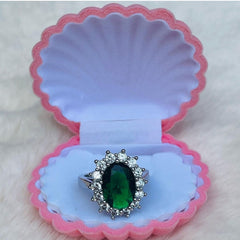 Princes Diana / Kate Middleton Emerald Green Pure Silver Royal Ring Princes Diana / Kate Middleton Emerald Green Pure Silver Royal Ring