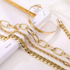Pack Of 4 Punk & Classic Gold Metallic Light Bangles Pack Of 4 Punk & Classic Gold Metallic Light Bangles