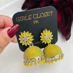 Sunflower Modern Bold Lime Floral Jhumka