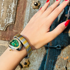 Luxurious Serpent Stainless Gold / Silver Plated Rhinestone Snake Head Watch