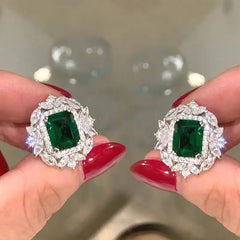 Emerald Water Drop Cubic Zirconia Stone Earrings