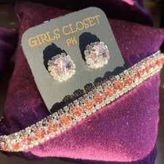 HANNAH Blush Pink Choker And Studs Rhinestone Set