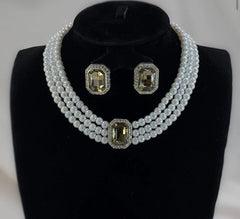 MAYA Silver Plated Pearl Studded Classic Set