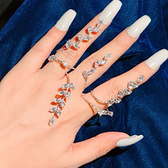 Y2K Crystal Leaf Glam Hand Accessory Adjustable