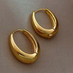 Gold & Bold Oval Chunky Hoop Classic Earrings