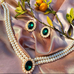 LIANA French Style Emerald & Pearls Set