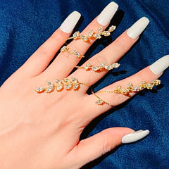 Y2K Crystal Leaf Glam Hand Accessory Adjustable