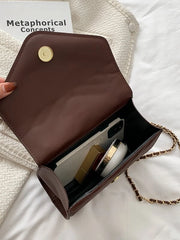 Brown Premium Leather Quilted Pattern Flap Chain Bag