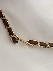 Brown Premium Leather Quilted Pattern Flap Chain Bag