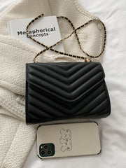 Premium Leather Quilted Pattern Flap Chain Bag