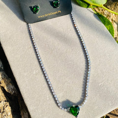 Valentina 14K White Gold Plated Heart Necklace Set