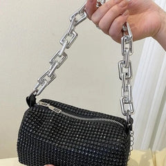 Dazzling Australian Diamond Imitation Stones Pillow Bag (Black)