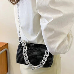 Dazzling Australian Diamond Imitation Stones Pillow Bag (Black)