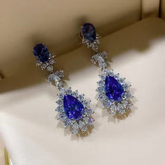 Super Deluxe Sapphire Cubic Zirconia Drop Earrings