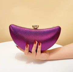 Hollow Out Moon Design Rhinestone Art Clutches