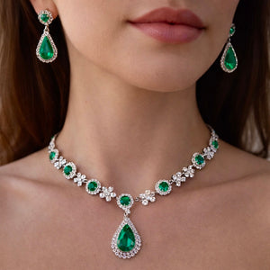 ZOE Icey Rhodium Plated Zirconium Set Emerald