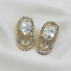 Oval Crystal Drop Luxurious Stud Earrings