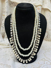 Mother Of Pearl 3 Layered Mirror Crystal Maala