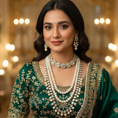 Mother Of Pearl 3 Layered Mirror Crystal Maala