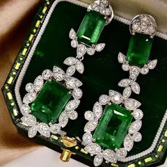 Super Luxurious Emerald Luxury Zirconium Earrings