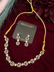 American Diamond Rich Spiral Gold Set