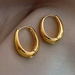 Gold & Bold Oval Chunky Hoop Classic Earrings