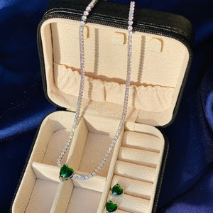 Valentina 14K White Gold Plated Heart Necklace Set