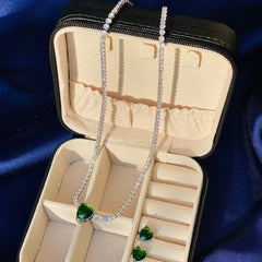 Valentina 14K White Gold Plated Heart Necklace Set