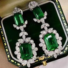 Super Luxurious Emerald Luxury Zirconium Earrings