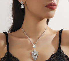 Elyria Bloom Silver Plated Square Drop Set