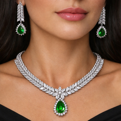 Georgina 18k White Gold Plated Swarovski Emerald Stone