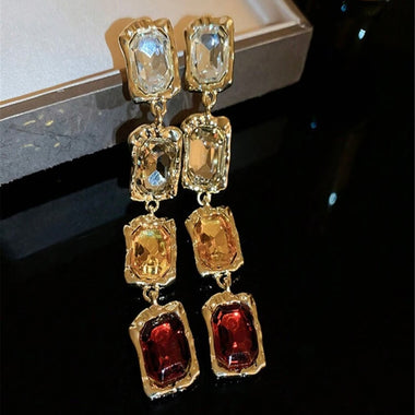 3D Multi Colored Rhinestone Studded Premium Earrings