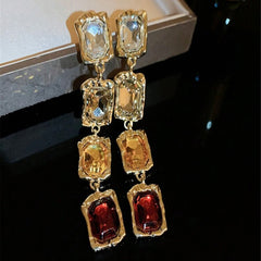 3D Multi Colored Rhinestone Studded Premium Earrings