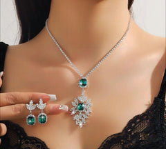 Elyria Bloom Silver Plated Square Drop Set