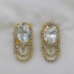 Oval Crystal Drop Luxurious Stud Earrings