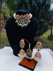 MADHURI Premium Nauratan Detailed Aesthetic Choker Set