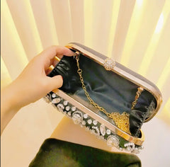 Glitterly Hand Crafted Deluxe Gemstone Clutch Bag