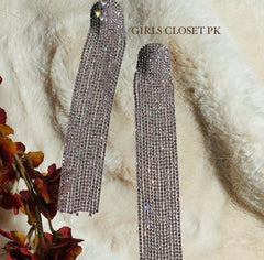 Deluxe Tassel Earrings & Head Wear Rhinestone Barbie Combo (Silver)