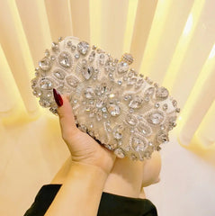 Glitterly Hand Crafted Deluxe Gemstone Clutch Bag