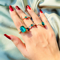 Pack Of 4 Stacked Bohemian Trending Rhinestone Rings