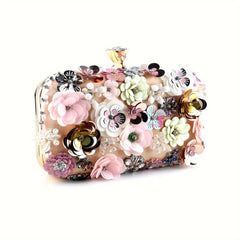 Hand Embroidered Floral Clutch Artistic 3D Clutch Bag