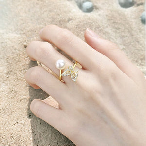 MISA Adjustable Gold Plated Butterly Ring