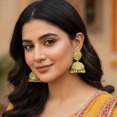 Sunflower Modern Bold Lime Floral Jhumka