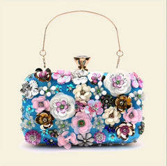 Hand Embroidered Floral Clutch Artistic 3D Clutch Bag