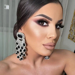 GC Over Sized Black Crystal Statement Earrings