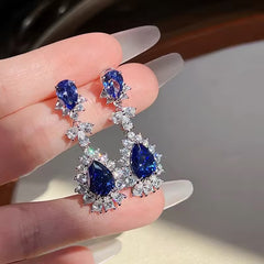 Super Deluxe Sapphire Cubic Zirconia Drop Earrings
