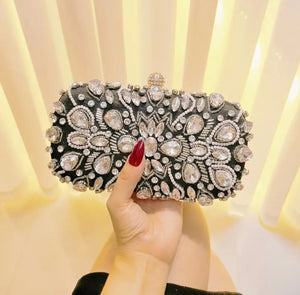 Glitterly Hand Crafted Deluxe Gemstone Clutch Bag